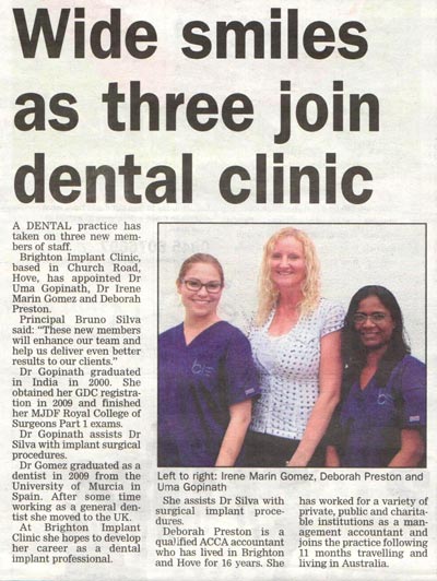 Brighton Implant Clinic in Argus Newspaper
